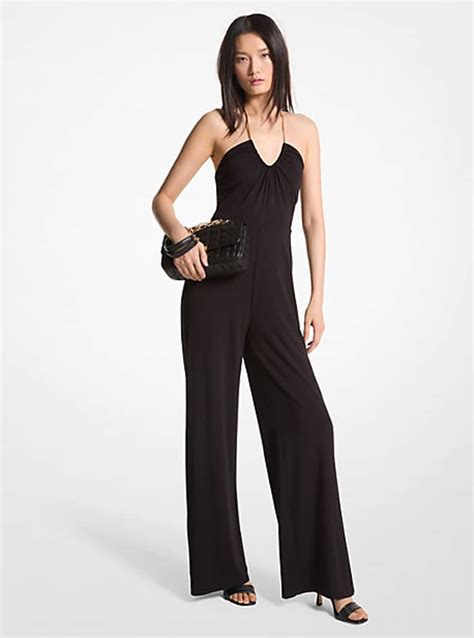 michael kors black halter jumpsuit marshalls|Embellished Stretch Matte Jersey Halter Jumpsuit .